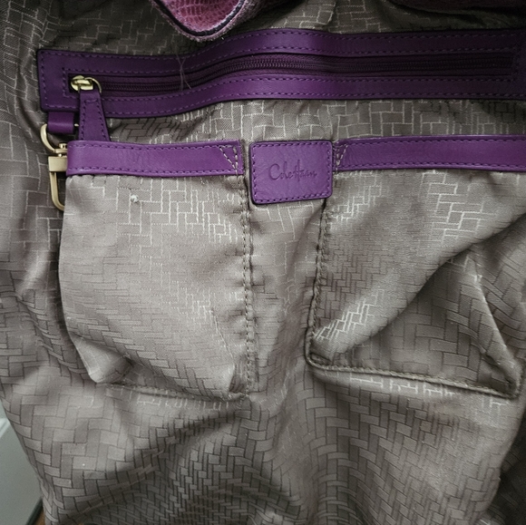 Cole Haan Plum Python Print Drawstring Shopper Tote - Picture 5 of 10